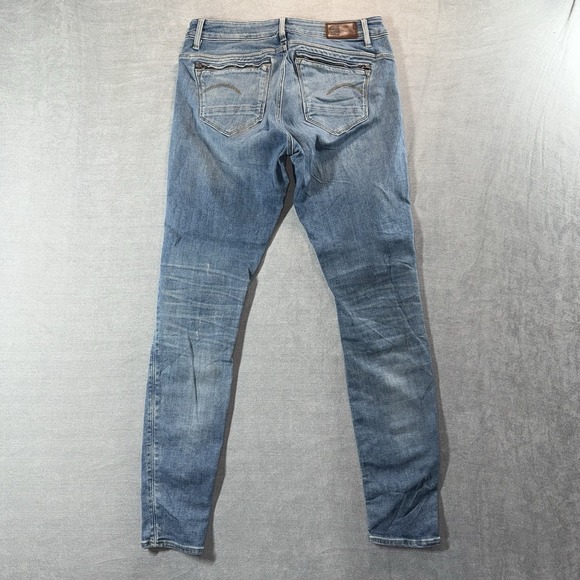 G-STAR RAW Midge Zip Mid Skinny Jeans Womens 31x30 Light Wash Stretch Whiskered - Picture 4 of 15